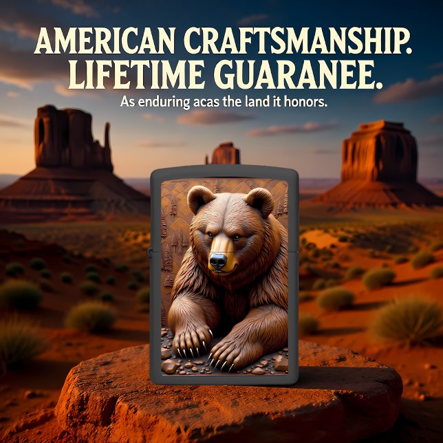 Massive Grizzly Bear Head Close-Up Zippo Lighter (Creator Uploaded)