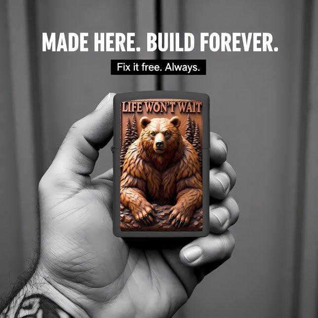 Massive Grizzly Bear Head Forest Zippo Lighter (Creator Uploaded)