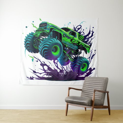 Massive Monster Truck In Action 2 Tapestry