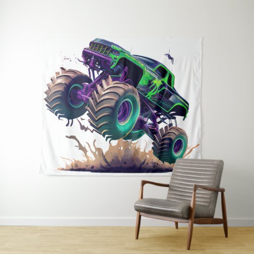 Massive Monster Truck In Action 3 Tapestry