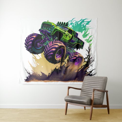 Massive Monster Truck In Action 5 Tapestry