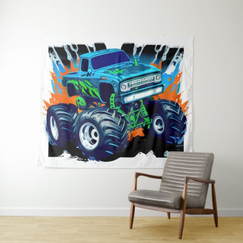 Massive Monster Truck In Action 6 Tapestry