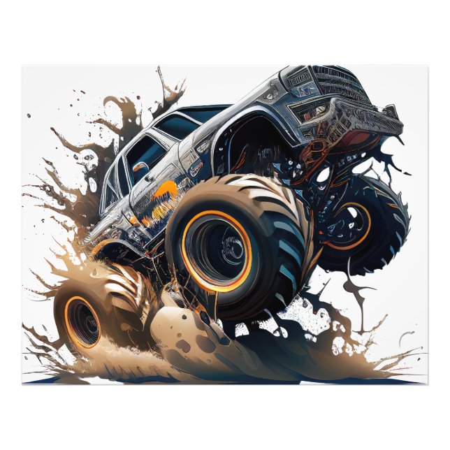 Massive Monster Truck In Action Photo Print (Front)