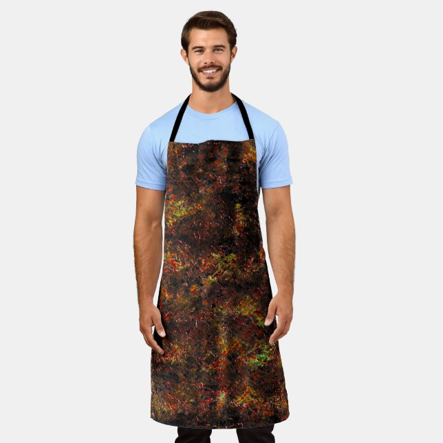 Massive spots and skinned brown on a mint green apron (Worn)