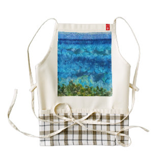 Massive wall of water rushing in zazzle HEART apron
