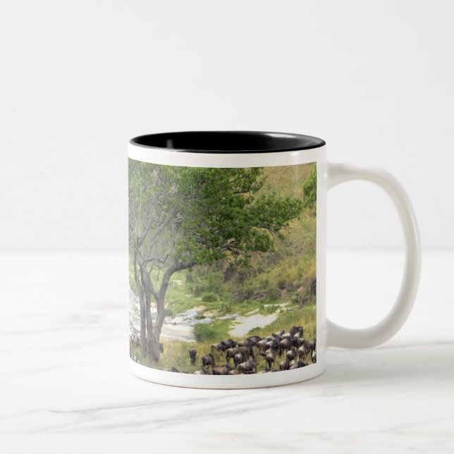 Massive Wildebeest herd during migration, Two-Tone Coffee Mug (Right)