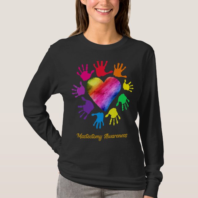 Mastectomy Awareness Hands Mastectomy T-Shirt (Front)