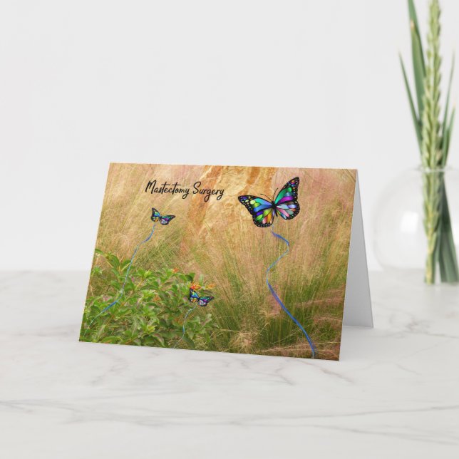 Mastectomy Surgery with Colorful Butterflies Card (Front)
