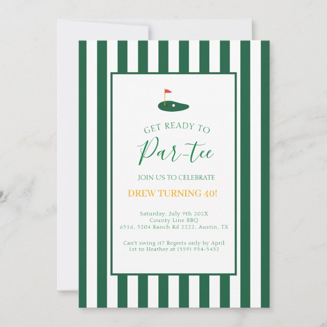 Master 40th Birthday Adult Green Birthday Invitation (Front)