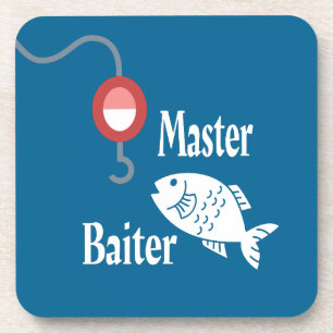Master Baiter Fishing Funny Novelty Fish Joke Beverage Coaster
