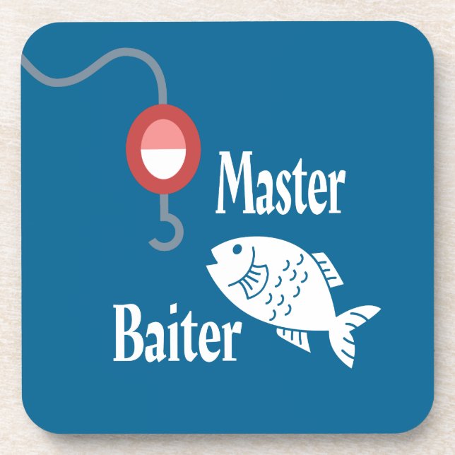Master Baiter Fishing Funny Novelty Fish Joke Beverage Coaster (Front)