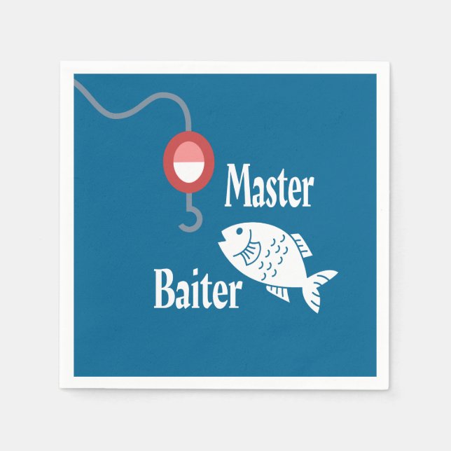 Master Baiter Fishing Funny Novelty Fish Joke Napkins (Front)