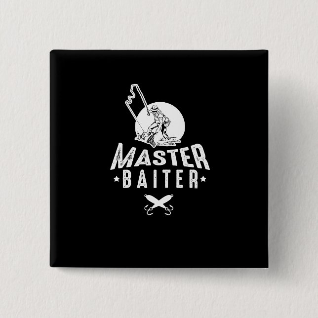 Master Baiter Funny Fishing Fisherman Ocean Sea Button (Front)