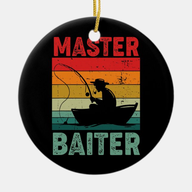 Master Baiter Retro Vintage Fishing  Ceramic Ornament (Front)