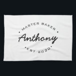 Master Baker Established year Custom Name Kitchen Towel<br><div class="desc">Lots of talent coming out of that kitchen. Encourage the Master Baker in your life to keep those sweet treats coming with this personalized, modern and unique kitchen towel. Customize the words and established year as you need. Comes in different colors and sizes. Don't forget the lil' bakers too. Make...</div>