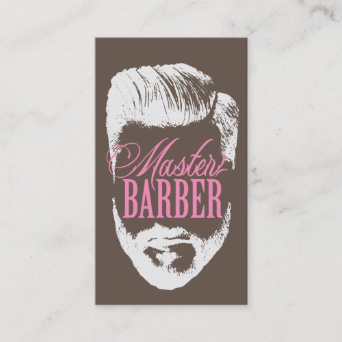Master Barber Brown Pink Typography Barbershop Business Card