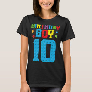 Master Builder 10th Birthday Boy Ten 10 Year Build T-Shirt