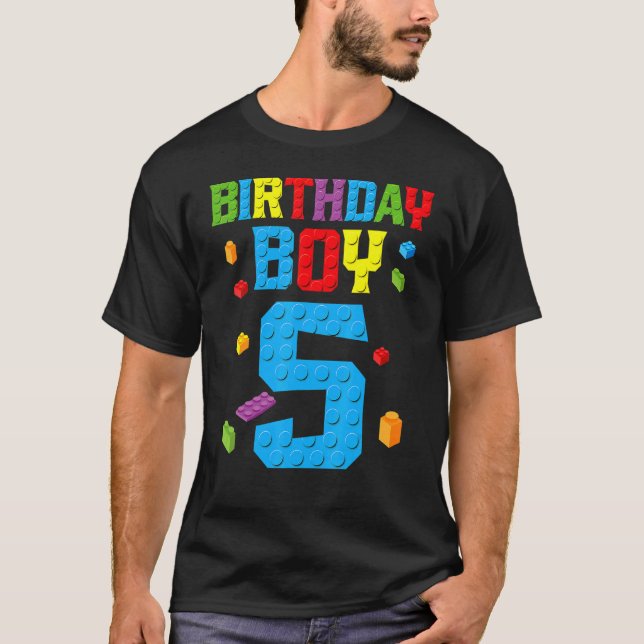 Master Builder 5th Birthday Boy 5 Five Year Buildi T-Shirt (Front)