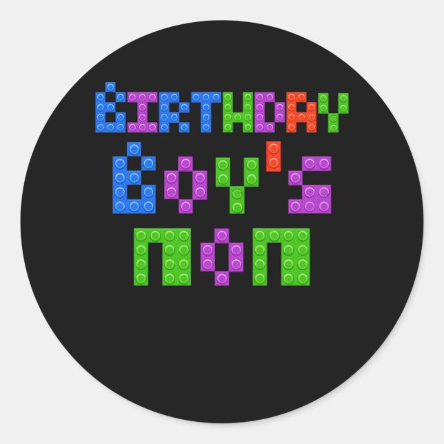 Master Builder Birthday Boy's Mom Building Bricks  Classic Round Sticker (Front)