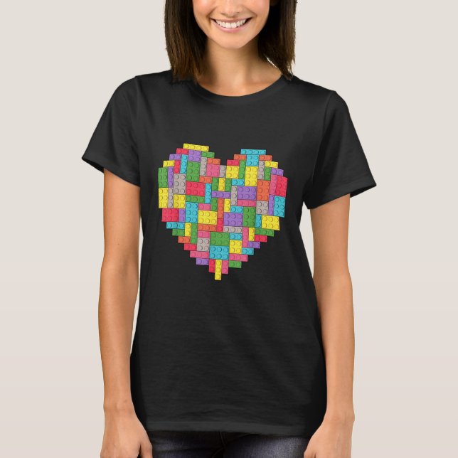 Master Builder Block Brick Building Heart T-Shirt (Front)