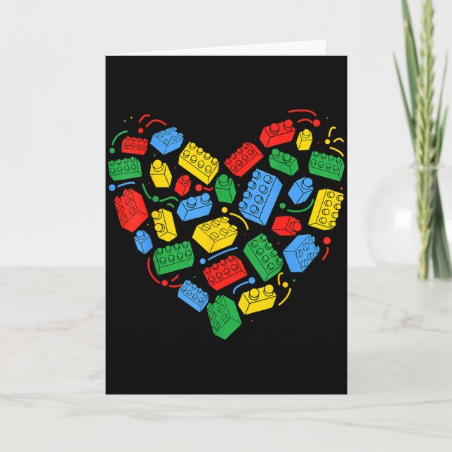Master Builder Block Brick Building Heart Valentin Card (Front)