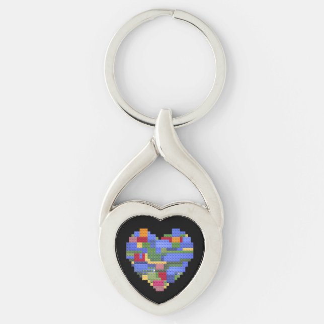 Master Builder Block Brick Building Heart Valentin Keychain (Front)