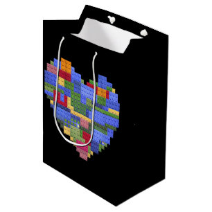Master Builder Block Brick Building Heart Valentin Medium Gift Bag