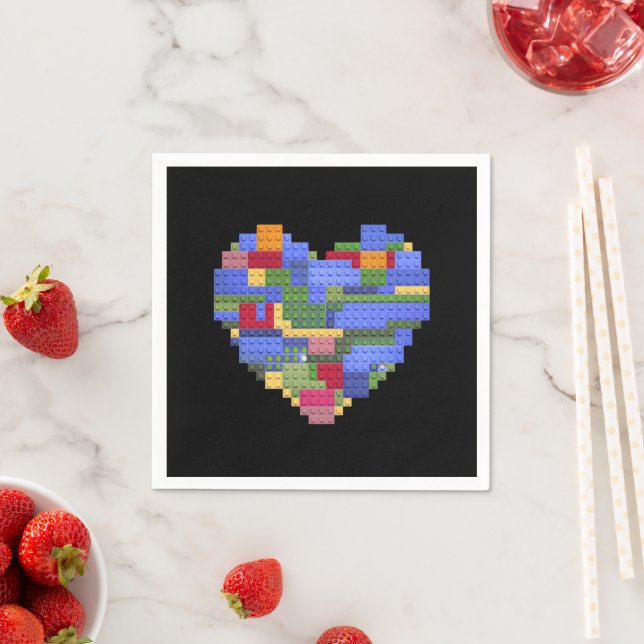 Master Builder Block Brick Building Heart Valentin Napkins (Insitu)