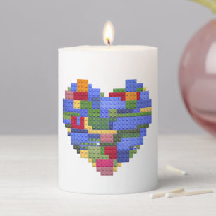 Master Builder Block Brick Building Heart Valentin Pillar Candle