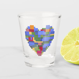 Master Builder Block Brick Building Heart Valentin Shot Glass