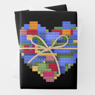 Master Builder Block Brick Building Heart Valentin Wrapping Paper Sheets