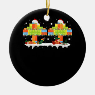 Master Builder Block Brick Building Tree Christmas Ceramic Ornament