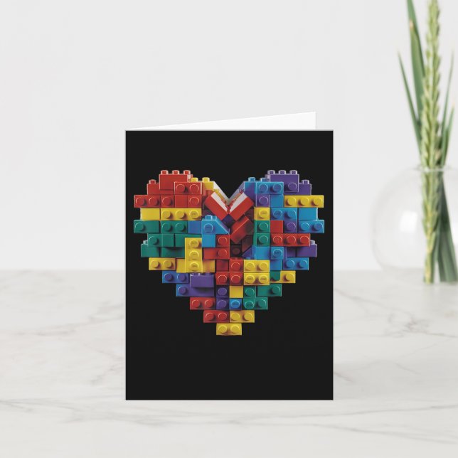 Master Builder Boy Block Brick Building Heart Vale Card (Front)