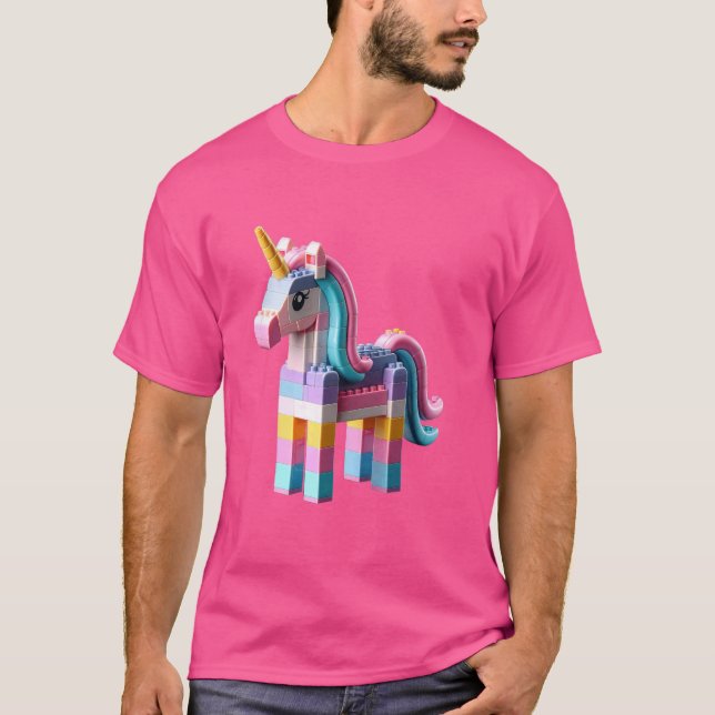 Master Builder Bricks Blocks Play Toys Unicorn T-Shirt (Front)