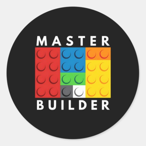 Master Builder Building Blocks Brick Builders Toys Classic Round Sticker