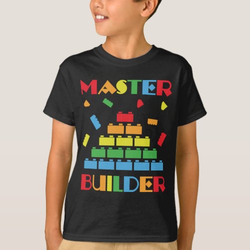 Master builder building blocks toy funny children T_Shirt