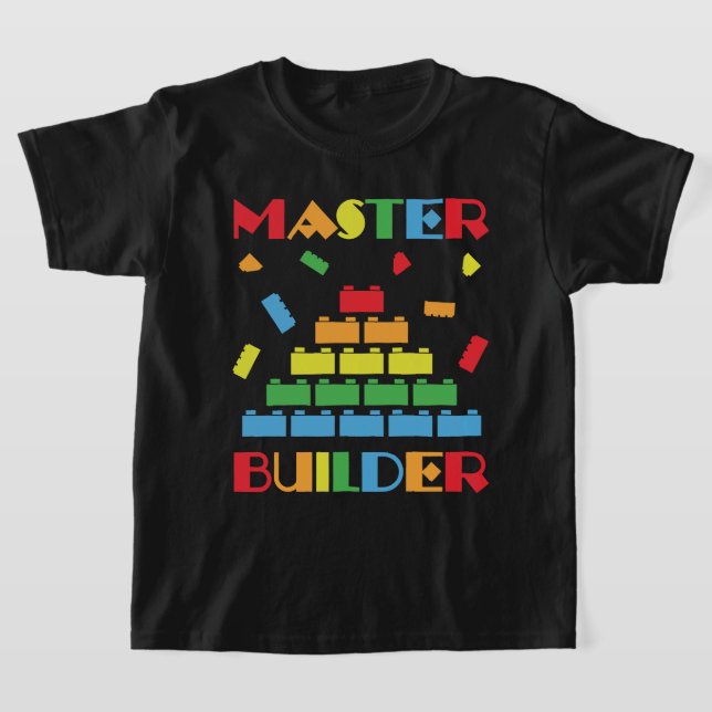 Master builder building blocks toy funny children T-Shirt (Laydown)