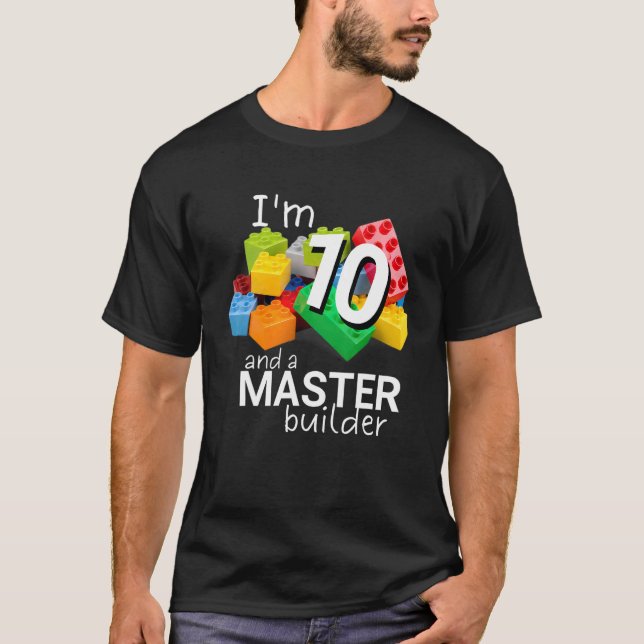 Master Builder Cute Block Building 10th Birthday B T-Shirt (Front)