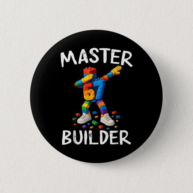 Master Builder Dabbing 67 Meme Building Blocks Bri Button (Front)