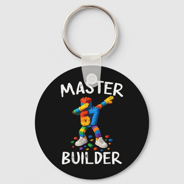 Master Builder Dabbing 67 Meme Building Blocks Bri Keychain (Front)
