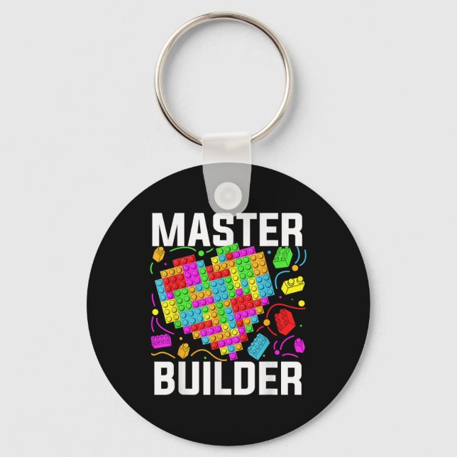 Master Builder Heart Block Brick Building Keychain (Front)
