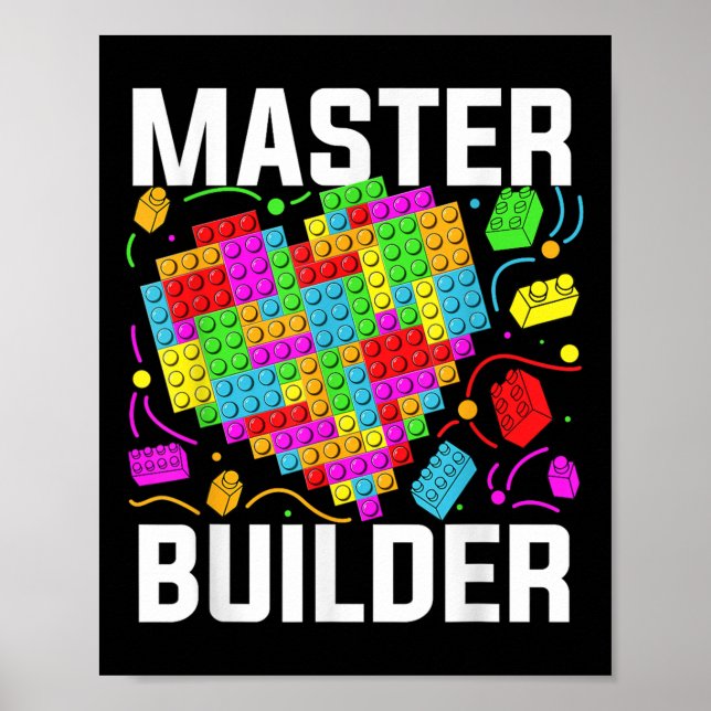 Master Builder Heart Block Brick Building Poster (Front)