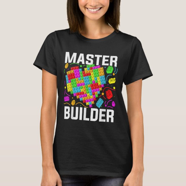 Master Builder Heart Block Brick Building T-Shirt (Front)
