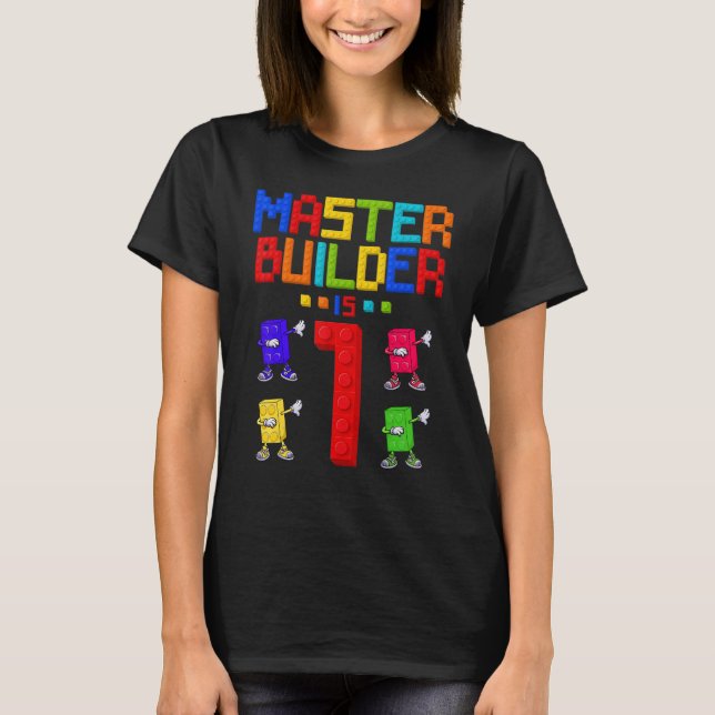 Master Builder is 1 Year Old Building 1st Birthday T-Shirt (Front)