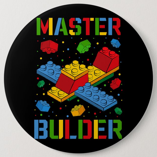 Master Builder Kids Building Blocks Brick Builder Button (Front)