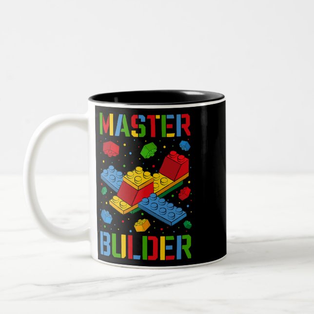 Master Builder Kids Building Blocks Brick Builder Two-Tone Coffee Mug (Left)