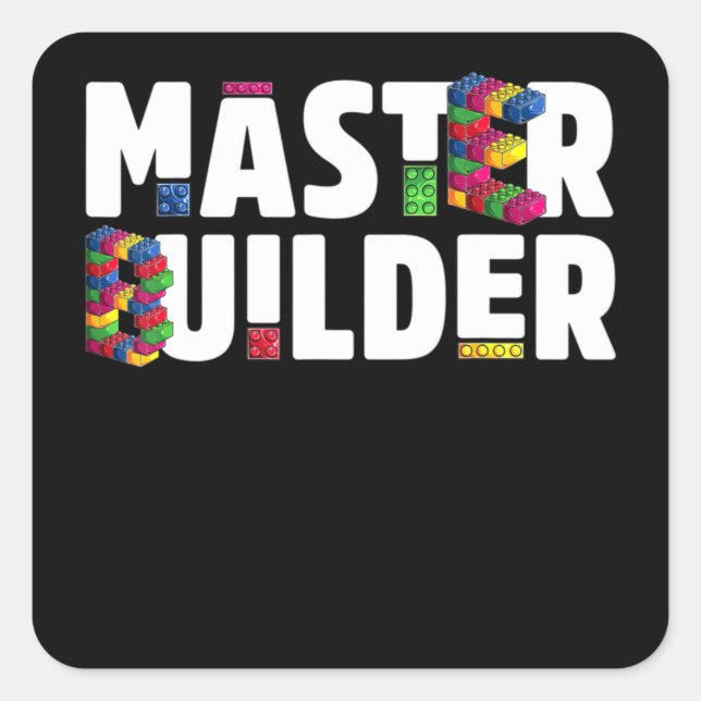 Master Builder Kids Building Blocks Bricks Toys Square Sticker (Front)