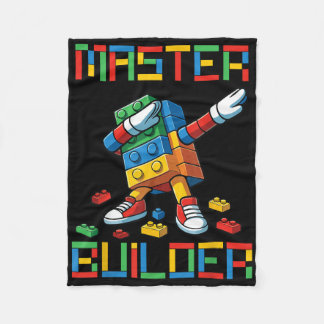 Master Builder Tee Dabbing Blocks Bricks Building  Fleece Blanket