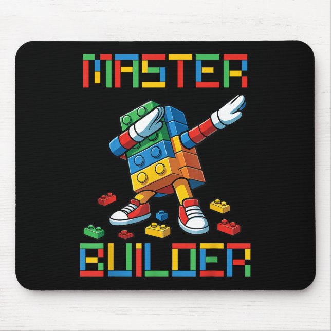 Master Builder Tee Dabbing Blocks Bricks Building  Mouse Pad (Front)