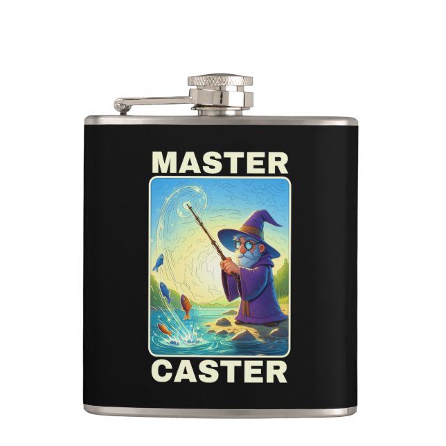 Master Caster - Magic Fishing Wizard Flask (Front)